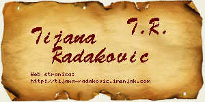 Tijana Radaković vizit kartica